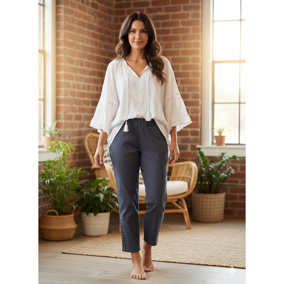 Soft Surroundings Gray Metro Pull On Ankle Pants Size Medium $80 New 29687 - Picture 1 of 7